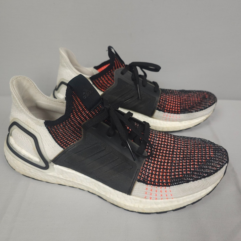 Adidas Ultra Boost 19 Shoes Men Size 10 Solar Orange Black White Knit